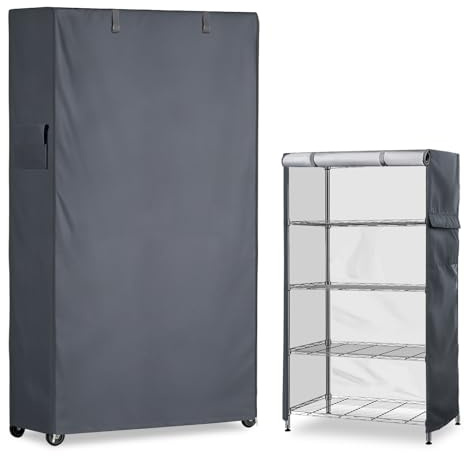 Dalema Wasserdichte Regalabdeckung, 600D robuste, staubdichte Aufbewahrungs-Draht-Regal-Abdeckungen, Outdoor-Regalabdeckungen für Drahtregale mit Reißverschluss, 121,9 x 61 x 183,9 cm, Grau