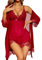 RSLOVE Sexy Lingerie for Women Lace Babydoll with Robe Nightdress Sleepwear Wine Red XX Large