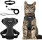 NeuWook Katzengeschirr mit Leine, Katzenleine mit Geschirr für Katzen, Brustgeschirr Cat Harness Katzengarnitur ausbruchsicher verstellbar Katzenweste (Schwarz, L)