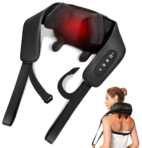 KNQZE Massagegerät Nacken, Kabellos Nackenmassagegerät mit 4D-Massage von tiefem Gewebe und Wärme, Muskelschmerzlinderung für Nacken, Schulter, Beine, Shiatsu Massagegeräte für Haus Büro, Geschenke