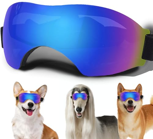 Mittelgroße Hundesonnenbrille, Hundebrille mit verstellbarem Riemen, UV-Schutz, Winddicht, geeignet für mittelgroße Hunde, Haustierbrillen, Augenschutz