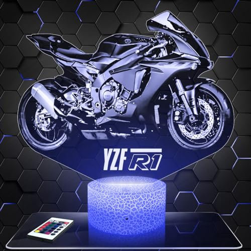 Lampephoto.fr Nachttischlampe - Touch-Nachtlicht Moto R1 3D-LED-Lampe Illusion, Geschenkidee Weihnachten Geburtstag Junge und Mädchen Nachttischlampe Kinder- oder Erwachsenenzimmer TOP