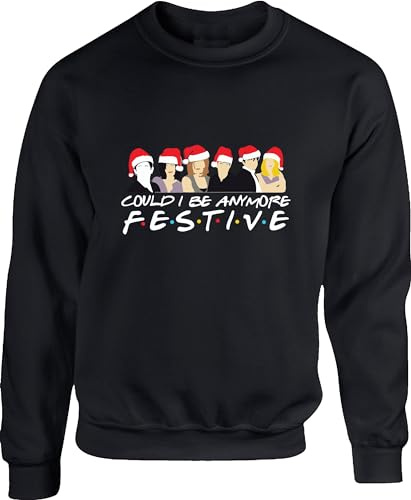 Could I Be Anymore Festive Friends Inspired Merry Christmas Jumper Santa T.V Show Gift For GF/BF Gift For Friends Birthday Xmas Unisex Adult Kids Top (M, Black)