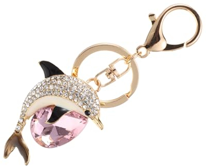 GALPADA Delfin Schlüsselanhänger Schlüsselanhänger-zubehör Led-Tier-schlüsselanhänger Kristall-Delphin-schlüsselanhänger Autoanhänger Mädchen Zinklegierung Diamant Rosa Schlüsselbund