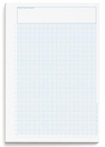 3x Millimeterpapier Block A4 hellblau, 50 Blatt, 80g, mit Lineal | Millimeterpapier A4 in Hellblau, 50 Blatt, 1/5/10-mm-Raster, mit Linealen und Anschriftenfeld