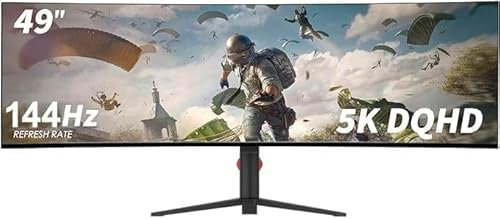 YOGAES Display da gioco con superficie IPS Dual QHD (5120 x 1440) da 49 pollici, 144 Hz, montior. HDR 400, nascosto all'interno, USB-C, intercambiabilità VESA 100 x 100 mm, inclinazione regolabile