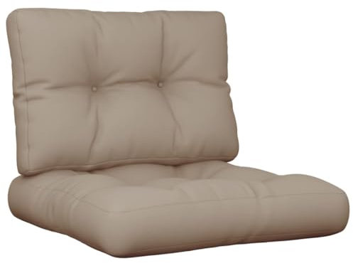 vidaXL Palettenkissen 2-TLG., Palettenpolster für Europaletten, Palettensofa Kissen Indoor Outdoor, Palettenauflage Sitzkissen Rückenkissen, Taupe Stoff