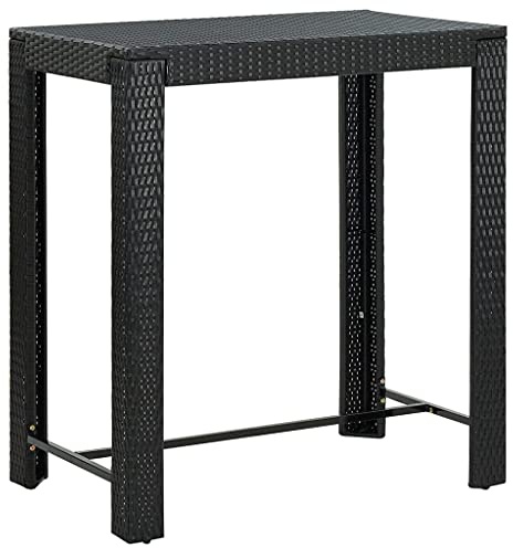 SDWEHO7 Gartentisch aus Rattan, Garten Stehtisch Outdoor Bistrotisch Biertisch Gartentisch Bartisch für Hinterhof, Schwarz 100x60,5x110,5 cm