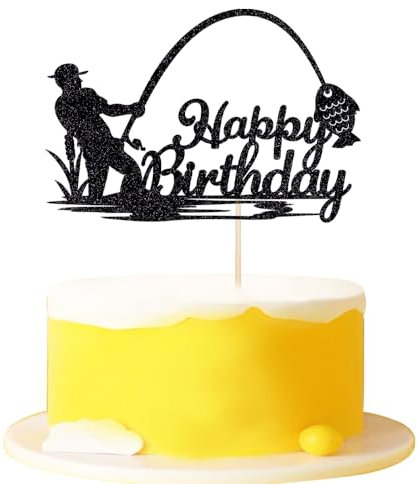 FmiyunEea Gone Fishing Cake Topper, Fisherman Themed Decoration for Retirement Party Supplies,Boys and Girls/Fisherman Birthday Party Decor (fish)