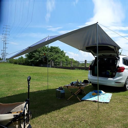 Toldo Furgoneta Camper Lateral Lona Grande para Tienda de Campaña para Coche, Hamaca Hexagonal Impermeable Portátil, Mosca para la Lluvia, Protección Solar y PU 2000mm Impermeable (Color : Black, Si