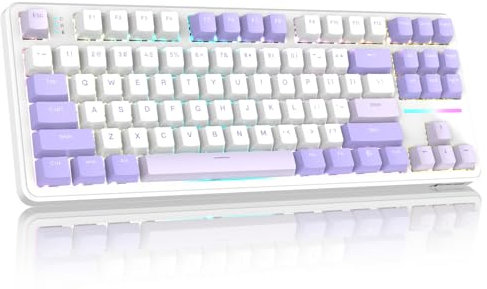 Attack Shark X87 80% Teclado mecánico inalámbrico para Juegos, BT5.0/2.4G/USB-C, Hot-Swap Gasket, iluminación RGB, batería de 4000mAh, Interruptor Lineal prelubricado, tecla PBT para PC/Mac-Morado