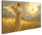islandburner Bild auf Leinwand EIN Engel in einem goldenen Feld bei Sonnenuntergang Bilder Wandbilder Poster