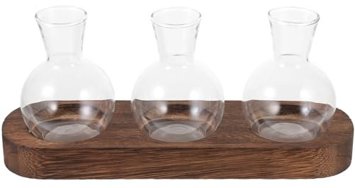 OFFSCH Vase en Verre Élégant avec Base en Bois pour Décoration Intérieure De Pothos