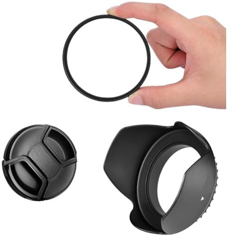 TUBBEK 3 in 1 Set UV Filter Gegenlichtblende Kappe for Panasonic for Lumix FZ200 FZ150 FZ100 FZ60 FZ62 FZ48 FZ47 FZ40 Kamera