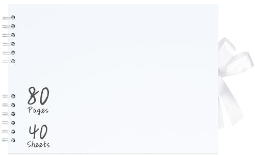 Vienrose 29x21,5 cm Scrapbook Fotoalbum zum Selbstgestalten, DIY Fotoalbum mit 80 Seiten Weiß Kraftpapier, Fotobuch zum Einkleben, Album für Paare, Babys, Hochzeiten und Familie, Weiß