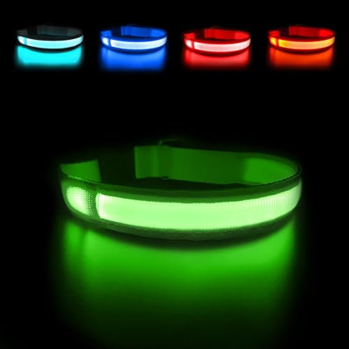 MASBRILL Leuchthalsband Hund, Hundehalsband Leuchtend Aufladbar USB-C, LED Halsband für Hunde Einstellbare Wasserdicht, Halsband Hund Leuchtend 3 Lichtmodi für Kleine Mittlere Große Hunde(Grün L)