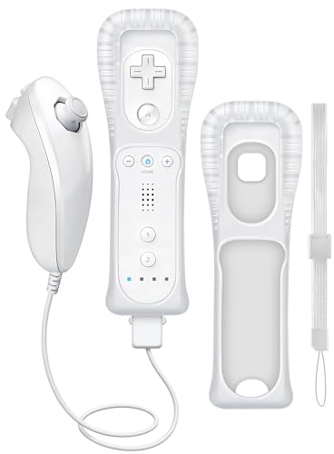 WDZP Lot de 2 télécommandes Wii avec Nunchuck, manette Wii avec Nunchuck, compatible avec Nintendo Wii/Wii U