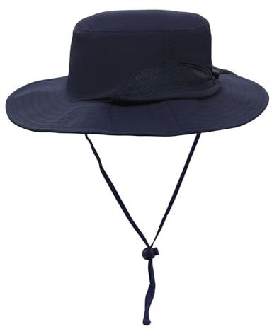 YAMEIZE Impermeable UPF 50 + Sombrero de Pescador con Cuerda - para Mujeres Hombres Protección UV Sombrero de Pesca Ajustable con Correa Sombrero de Safari Senderismo Escalada al Aire Libre