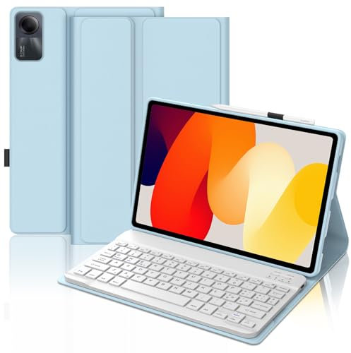 WAVATA Tastiera per Redmi Pad SE 11 2023, Custodia Tastiera per Xiaomi Redmi Pad SE Magnetica Staccabile Bluetooth Italiano QWERTY Layout, Blu