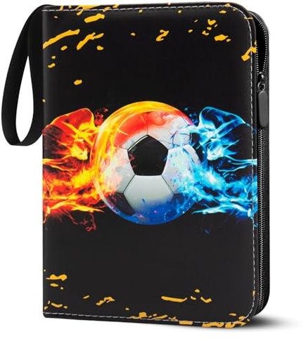 Sammelalbum für Fussball Karten, 50 Seiten 400 Karten Kapazität Fußball Sammelalbum, PU Tragbar Wasserdicht Karten Halter Heft Ordner Buch kompatibel Fußballkarten Geschenk für Kinder