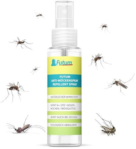 NEU FUTUM Mückenspray 100ml – Effektiver 6+ Stunden Mückenschutz für die Haut – Moskito Spray mit natürlichem Wirkstoff Citradiol – Schutz gegen Mücken & Zecken – Biologisch abbaubar & hautfreundlich