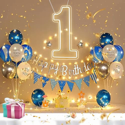 RumonZS Acrylic Number 1 Neon Sign LED Transparent Light up Letters with Hanging Chain USB Power Sign Light for Wedding Birthday Party Anniversary Christmas Home Decorations