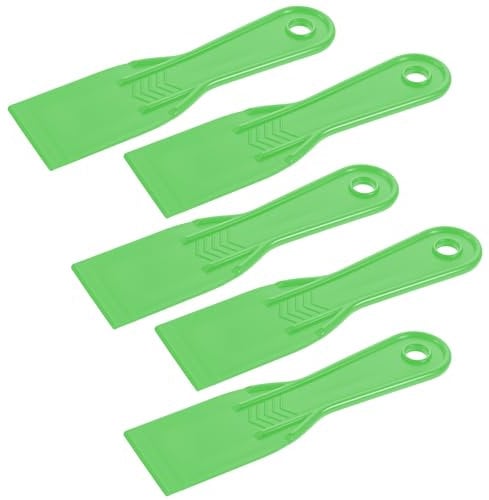 5 PCS Plastic Putty Knife 2.16 Inch Black Flexible Plastic Knives Thin Putty Scraper for Taping Drywall Wall Painting, Spackling Patching, Scraper Covering Smoother, Green