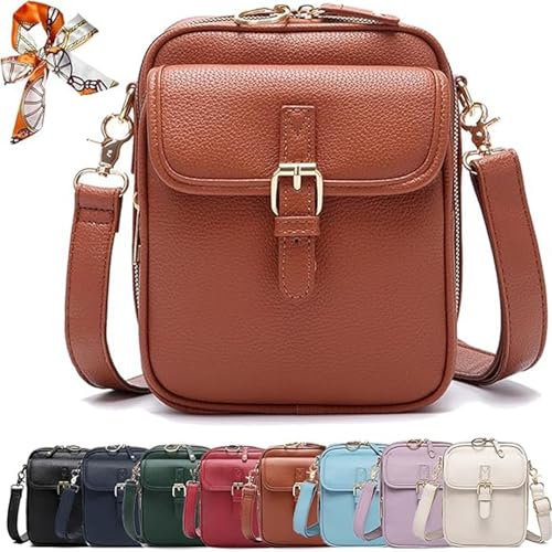 Diebstahlsichere Crossbody Tasche Damen, Urvashi Crossbody Bag Diebstahlsichere Tasche, Vintage Diebstahlsichere Crossbody-tasche, Handy Crossbody Bag, Mit Breitem Schultergurt u 3 fächern (Braun)
