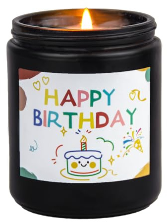 Wanameily Freesie Duftkerzen im Glas | Geburtstagskerze mit Happy Birthday-Spruch | Natürliche Sojakerze 200g (7oz), 55h Brenndauer | Geschenk für Geburtstage & Partys