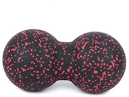 FRELEAN Sports Massage Yoga Ball | 24x12cm EPP Foam Roller for Neck/Back/Legs | Multi - Zone Acupressure & Muscle Relief | Exercise & Fascia Training Equipment (Red and Black)
