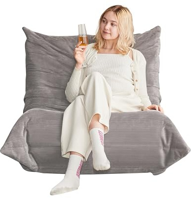 Ligterra Boneless Couch, Bodensofa, Einzelsofa, Lesesessel, Sitzsackstuhl, Togo Sofa Stuhl, Super Soft Memory Sponge, für Wohnzimmer, Schlafzimmer, Balkon, 105 * 95 * 85cm (Hellgrau)