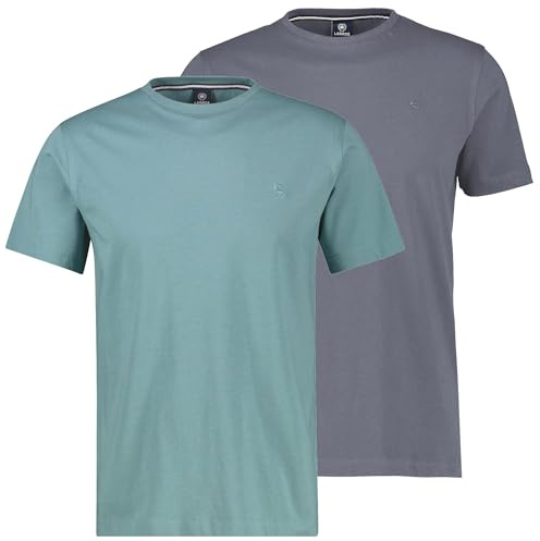 LERROS Herren Rundhals T-Shirt (DE/NL/SE/PL, Alphanumerisch, L, Regular, Regular, 1 x Grau | 1 x Petrol)