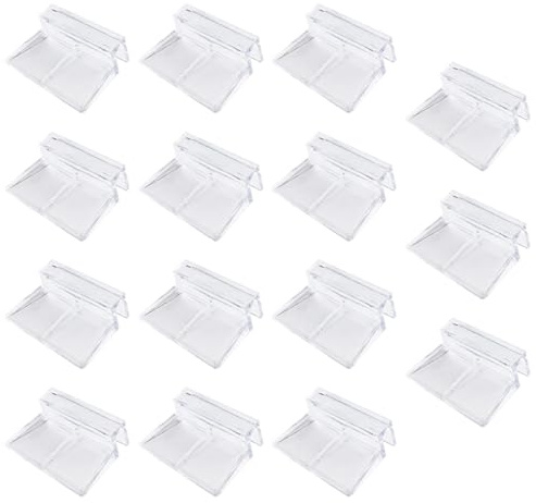 ERINGOGO 15 Stück Acryl Aquarium Clips 6mm Glasabdeckungs Halter Halterung für Aquarien Abdeckung Schutz für Fischbehälter Aquariumzubehör