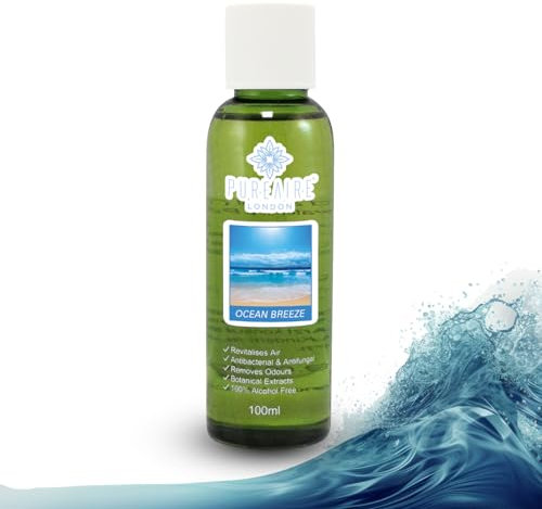 PureAire Essential Oil Blend Ocean Breeze 100ml Essential Oils For Diffusers For Home Aroma Essence for Diffusers Air Purifiers Aromatherapy Relaxation Botanical Extracts Water Soluble Fragrance Fresh