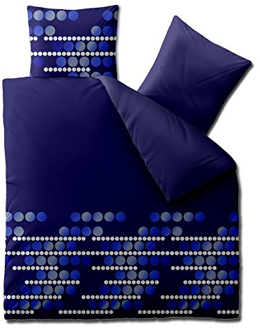 aqua-textil Concept Bettwäsche 200 x 200 cm 3teilig Mikrofaser Bettbezug Kosmea Punkte Blau Grau