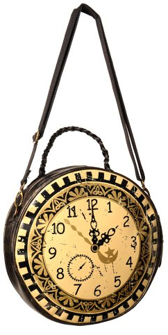 Banned Damen Schultertasche - Vintage Clock Handtasche Braun