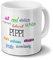 Tasse mit Namen Pippi - Motiv Positive Eigenschaften - Namenstasse, Kaffeebecher, Mug, Becher, Kaffeetasse - Farbe Weiß