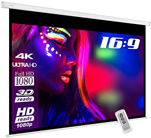ESMART Economy EXM Écran de Projection Moteur 217 cm Image 180 x 101 cm (81) | Format 16:9 | Télécommande | Home cinéma projecteur électrique Écran de Projection Moteur LCD
