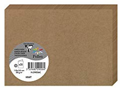 Clairefontaine 29026C - Packung mit 25 Karten Pollen, gefaltet, 110x155 mm, 210g, ideal für Korrespondenz und Einladungen, Kartonbraun, 1 Pack