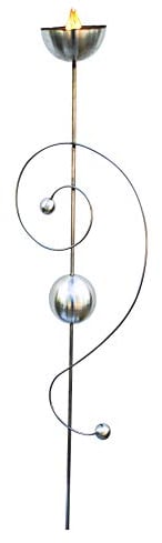 Edelstahl Gartenfackel Morgenröte für Kerzen oder Wachseinsatz, inkl. Wetterschutz Deckel Wetterfest und rostfrei.