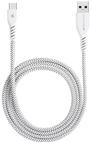 TECHGEAR USB to USB C 1M Long STRONG Durable Braided USB C Charging & Data Sync Cable Compatible for Samsung Tab S6 Lite, A9 Plus/A9/A8/A7/S9/S8/S7 Plus/Ultra, Active 3 4 5 Pro, A15/A14/A35/A55 -White