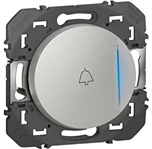 Legrand - Poussoir simple avec voyant lumineux et marquage sonnette dooxie 6A 250V~ finition alu - emballage blister