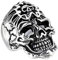 Mianova Herren Ring Edelstahl Massiv Breit Herrenring Männer Biker Rocker Totenkopf Ring Totenschädel mit Bandana Silber Größe 68 (21.6)