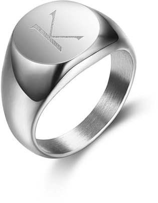 BOBIJOO JEWELRY - Siegelring Ring Frau Ersten Eingraviert, wahlweise Edelstahl-Silber-10mm - 18,5 (8 US), K - Silver