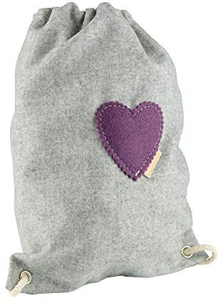 BIOZOYG Back-Pack Fannerl S - robuster Loden Rucksack Turnbeutel aus 100% Wolle (Merinowolle) I Taschen Rucksack Frauen u. Männer in feschem Trachten Design I Beuteltasche 24 x 33 cm hell meliert