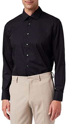 Seidensticker Herren Slim Bügelfrei Kent Patch Businesshemd, Schwarz, 41