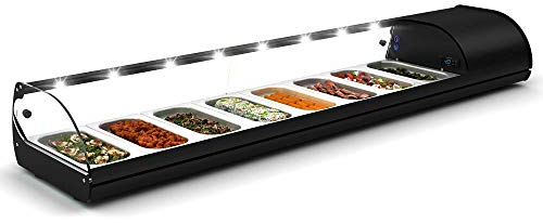 MaquinariaBarHosteleria MBH - Vitrina de Tapas 4 bandejas Bandejas Gastronorm 1/3. Vitrina Refrigerada de Cristal Templado.