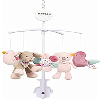 Nattou Mobile mit Spieluhr Iris und Lali, Sanftes Wiegelied La-Le-Lu, 48 x 7 x 15 cm, Beige/Rosa/Grün 631310