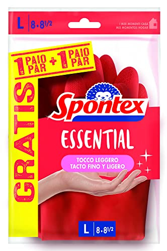 Spontex Guanti Essential 1+1, Taglia L, 4 Unità