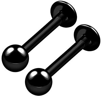 KJM FASHION 2 Stk Titan G23 Schwarz Monroe Labret 1,2mm 16g 10mm 3/8 3mm Kugel Tragus Vertical Labret Cartilage Lip Ohrringe Medusa Piercing Schmuck 6697